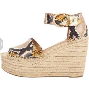 Marc Fisher Alida leather snake skin print wedge sandal Size 7